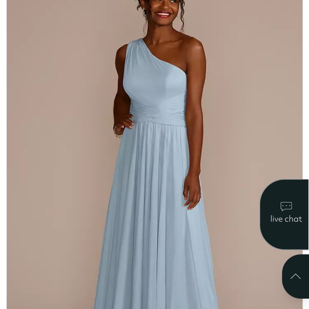 Dusty Blue One-Shoulder Maxi Dress